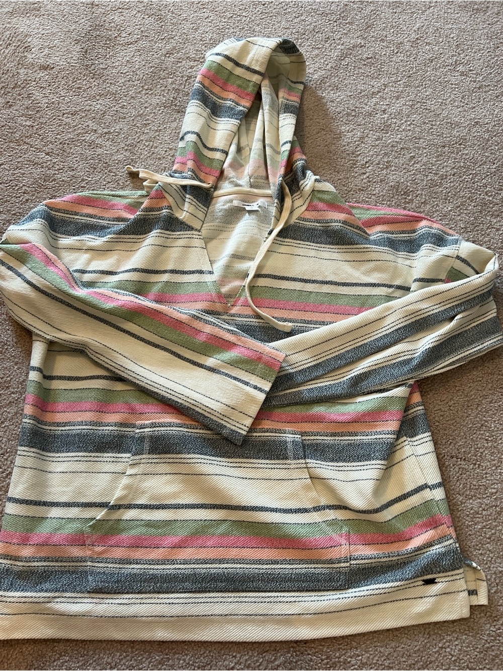 O'Neill Cream Lounge Suit with Pink, Green, Peach & Black Stripes, NWOT (L&XL) - Picture 9 of 15